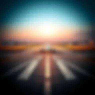 Airport Runway Ready for Takeoff A scenic view of an airport runway ready for takeoff