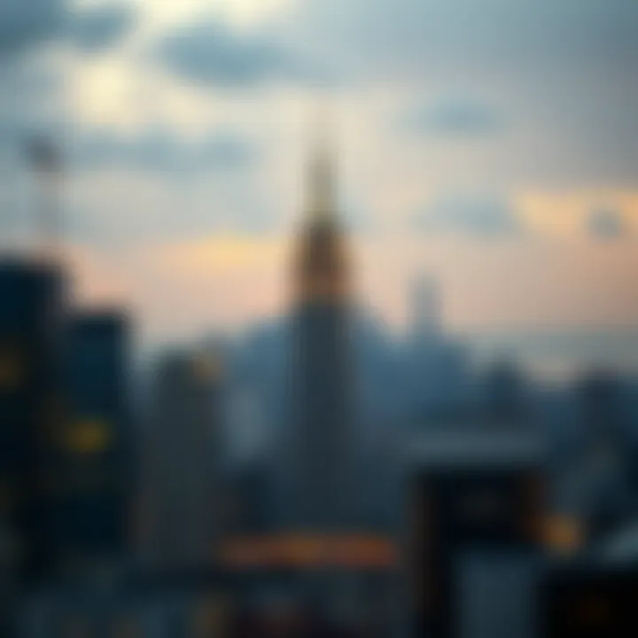 New York City Skyline and Gold Market Indicators The New York City skyline with gold market indicators