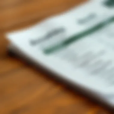 A close-up of a bank account statement highlighting benefits