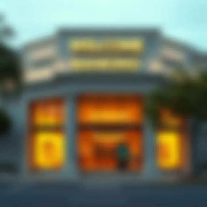 A modern bank building showcasing its welcoming facade