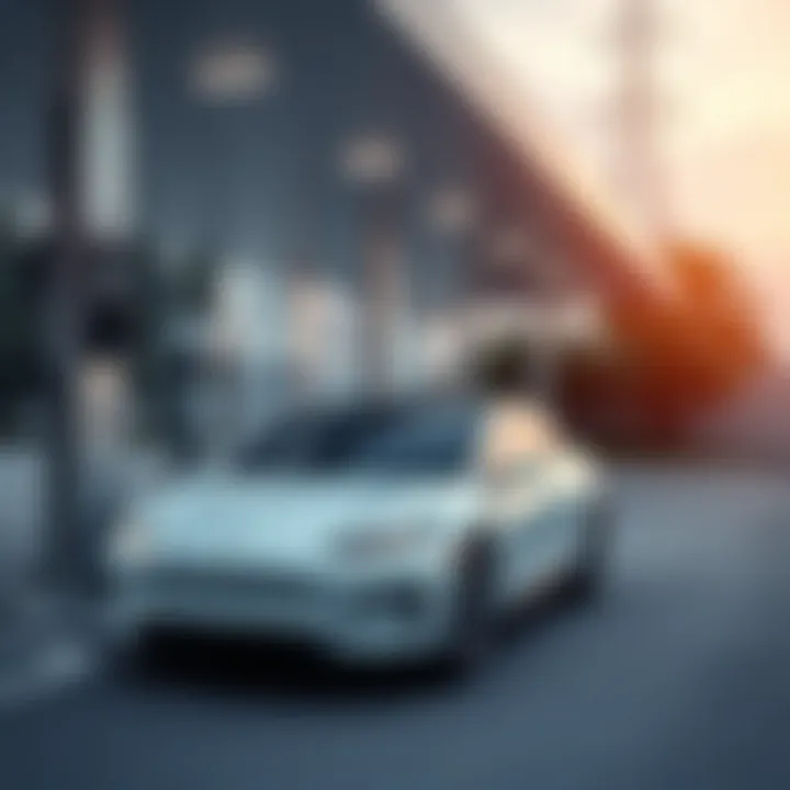 Modern EV Charging Station A sleek electric vehicle charging at a modern power station