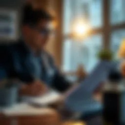 Illustration of a person assessing financial documents