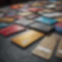 A close-up view of a variety of credit and debit cards spread out on a table