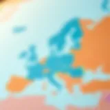 Map of Europe highlighting economic regions