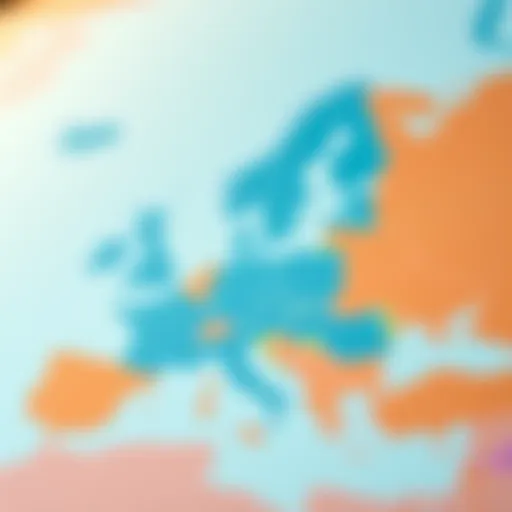 Map of Europe highlighting economic regions