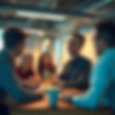 A group brainstorming session, representing collaboration in business