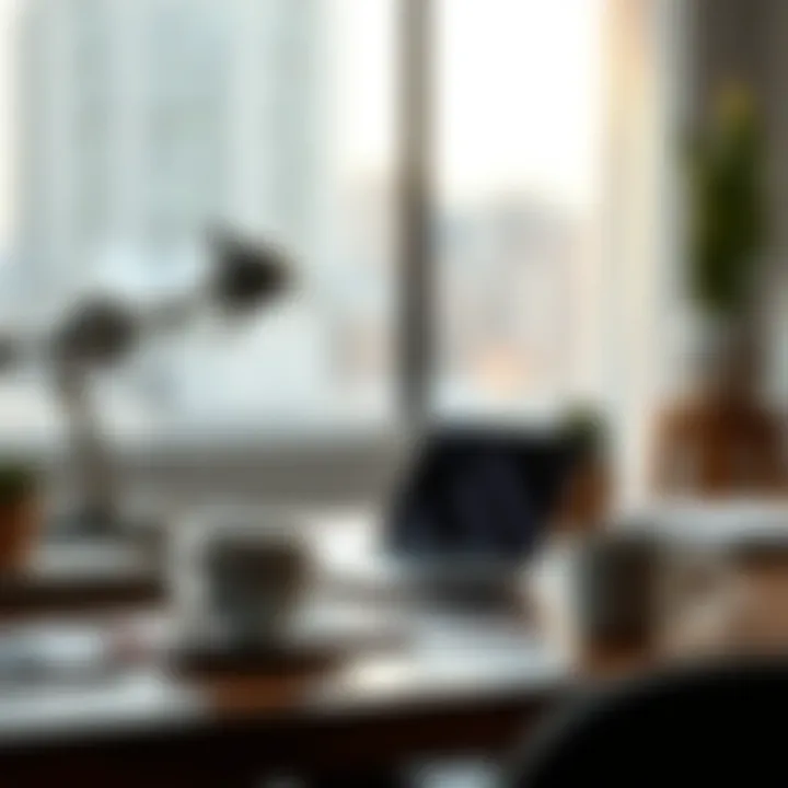 A modern workspace with a laptop and coffee, symbolizing entrepreneurship