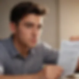 Student contemplating tax forms