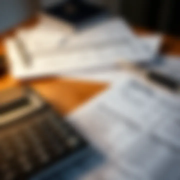 Calculator and tax forms on a desk