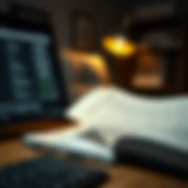 Resource guide with a computer and papers