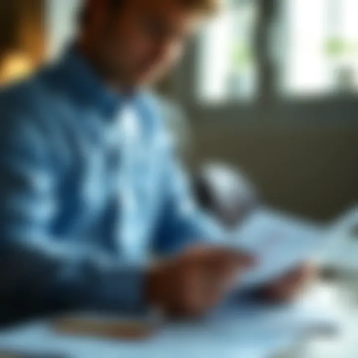 Assessing Tax Responsibilities Person reviewing documents for tax obligations