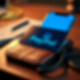 A digital wallet illustrating the PayPal logo and funds transfer