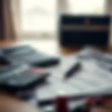 Financial Management Tools for Debt Repayment A calculator and financial documents on a table symbolizing management