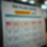 Key Tax Filing Dates Overview Calendar highlighting important tax dates