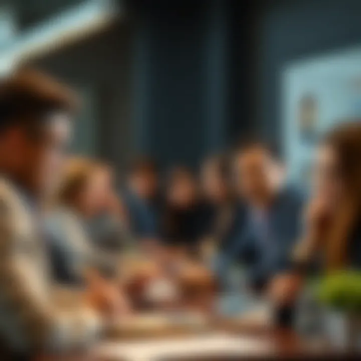 Diverse professionals collaborating in a workshop